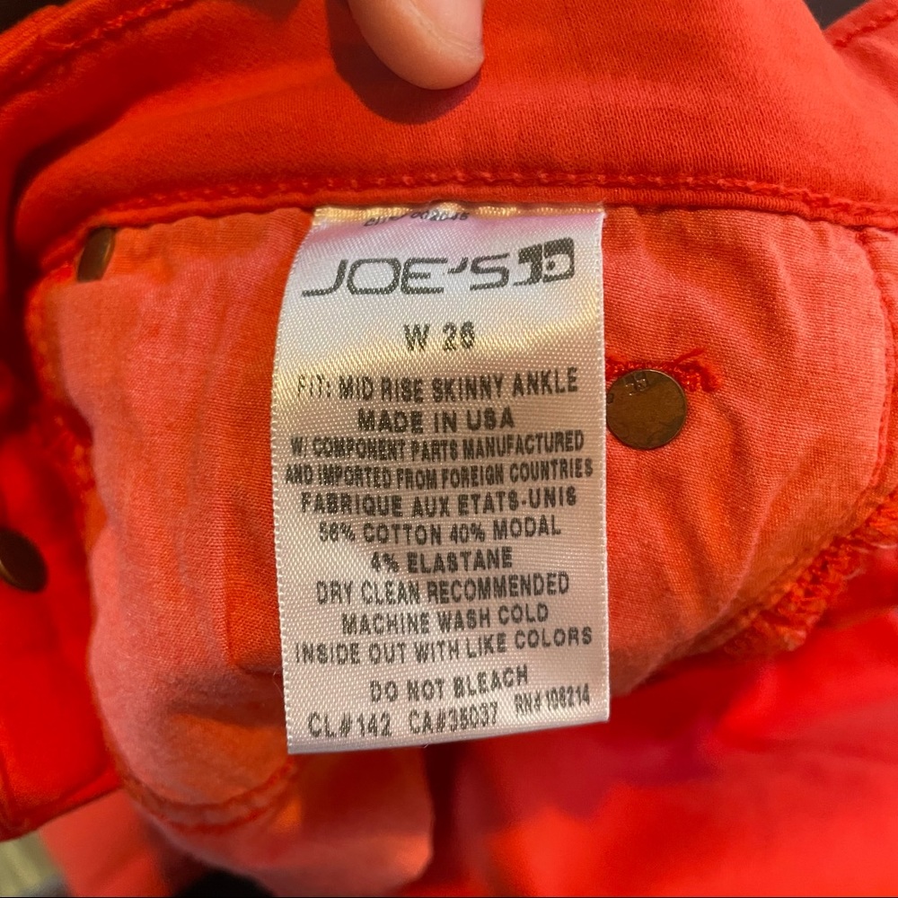 Joe's neon orange midrise skinny jean size 26 - Picture 6 of 8